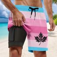 thumbnail image 4 of ibiyuan Swim Trunks Men with Mesh Lining Quick Dry Bathing Suit 2 In 1 Cargo Pocket Pool Shorts Zipper Pockets Stretch Printed Beach Swimwear,4-Pink, 4 of 4