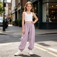 thumbnail image 7 of Ruyang 3T-15Years Girls Lightweight Baggy Joggers Elastic Waist Wide Leg Pants Kids Teen Hip Hop Dance Casual Sports Trousers, 7 of 7