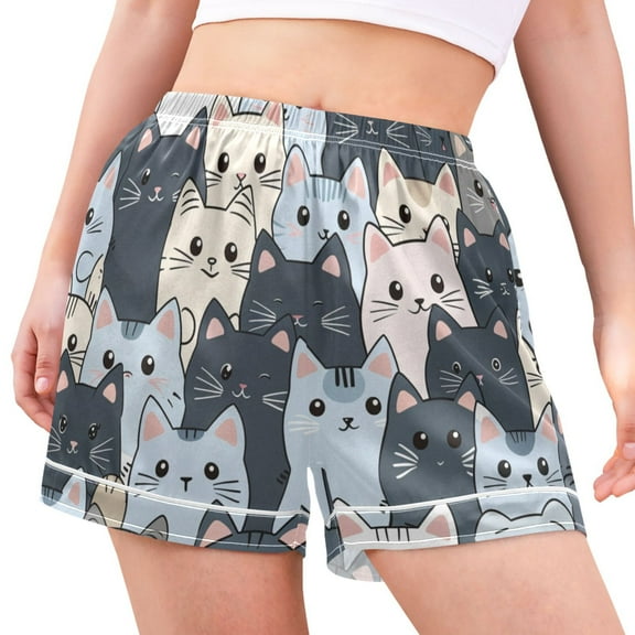 joogoo Women's Pajama Lounge Shorts Cute Doodle Cats Bottoms Sleep Short M