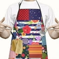 thumbnail image 2 of Pioneer Flower Floral Print Pattern Apron-Garden Aprons for Women with Pockets-Cotton Linen Waterproof Kitchen Cooking Gardening Aprons Adjustable for Kitchen,Cooking,BBQ and Salon 33x27 Inch, 2 of 7