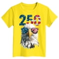 thumbnail image 5 of mgoYE 250th American Anniversary Gifts for Boys Girls Girls Boys American Flag Shirt 4th of July T-Shirt Patriotic Short Sleeve Tee USA Flag Stripe Star Summer Blouse Tops(Yellow,5-6 Years), 5 of 5