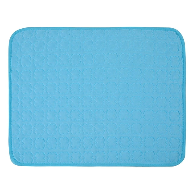 Dark Blue Premium Pet Cooling Ice Silk Mat For Dogs And Cats Reversible Washable Design For Summer Heat Relief Comfortable And Breathable Bed Sofa Pad Easy To Clean