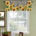 thumbnail image 3 of Sunflower Bee Curtain Valances for Windows, Kitchen Valance Window Treatments Panel 2 Pack, Black Buffalo Plaid Botanical Leaf Floral Rod Pocket Short Curtains for Bathroom Bedroom 60 x 18 Inch, 3 of 8