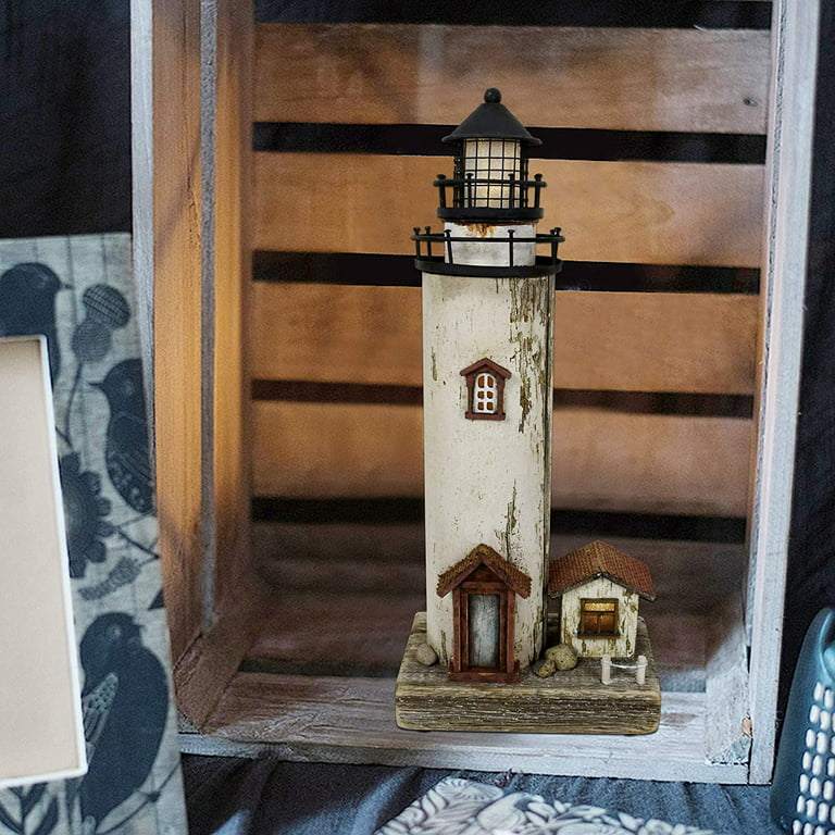 Wooden Lighthouse Decor With Light