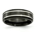 thumbnail image 1 of Bague en Titane Noir Plaqué IP Rainuré 7mm Taille 9, 1 of 6