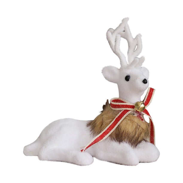 Adornos navideños, regalos navideños, adorno navideño blanco, lazo, muñeca, adornos navideños grandes, decoración de ventana de centro comercial, alce blanco