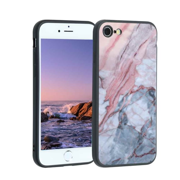 Pink-Marble-284 Phone Case, Degined for iPhone 8 Case Men Women, Flexible Silicone Shockproof Case for iPhone 8