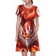 thumbnail image 1 of Disketp Red Leaf Flame Fox para Vestido de Manga Corta para Mujeres, Vestidos de Verano para Mujeres, Casual y Holgado para la Playa, 1 of 6