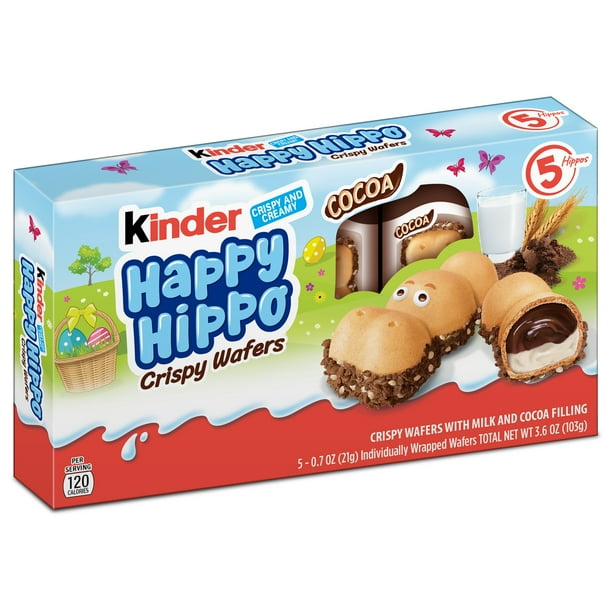 (5 Count) Kinder Happy Hippo Chocolates for Easter Baskets, 3.6 oz