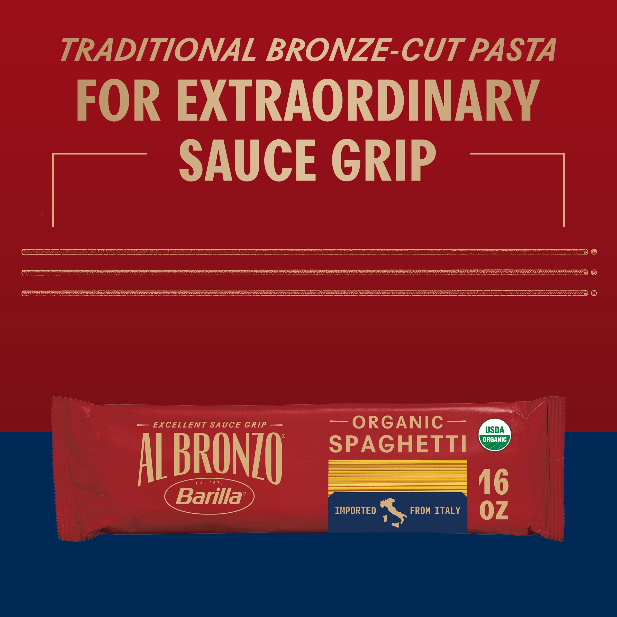 Al Bronzo by Barilla Organic Spaghetti Pasta, Bronze Cut Pasta, 16oz.
