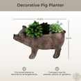 thumbnail image 3 of Zeckos Brown Resin Smiling Pig Planter Outdoor Décor 17 inch, 3 of 10