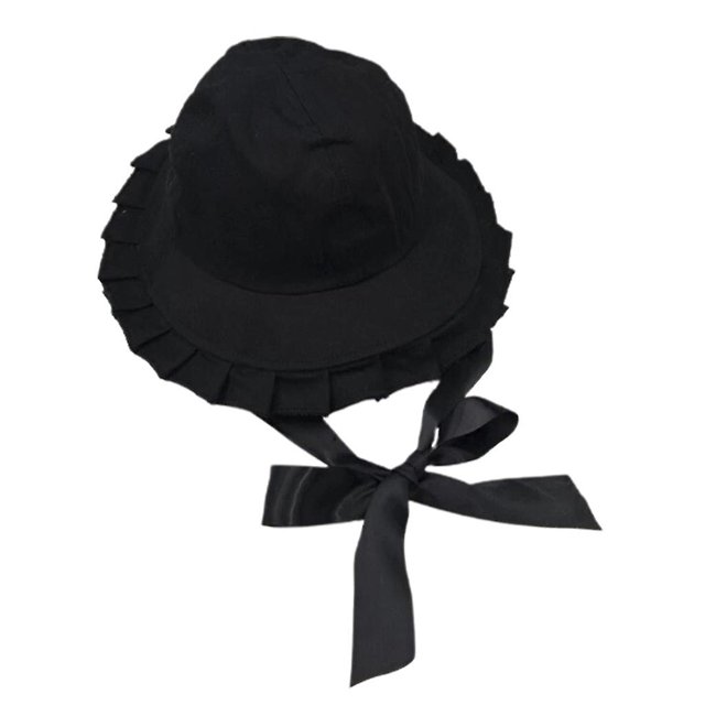 Sombrero de pescador de ala ancha con volantes dulces para mujer con cinta larga Gorra de pescador Lolita