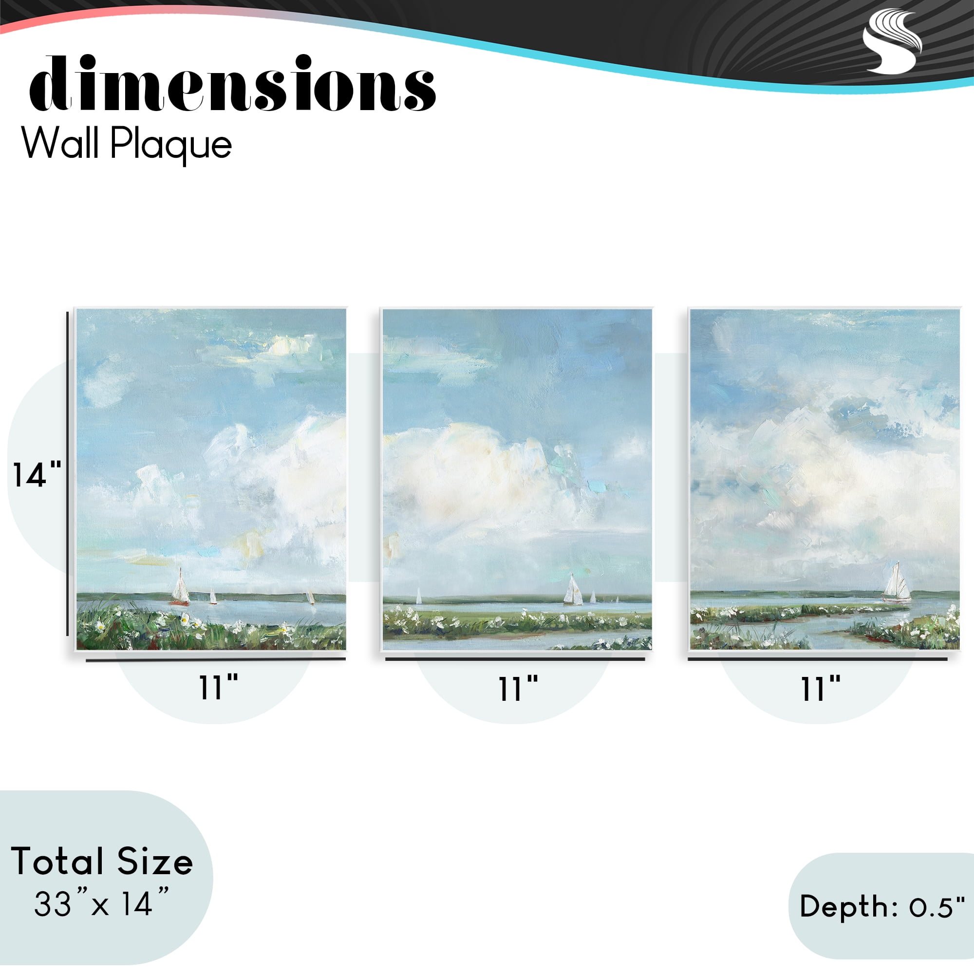 Stupell Industries Daisies Along Calm Coastline 3 Piece Wall Plaque Art Set, design by Sally Swatland