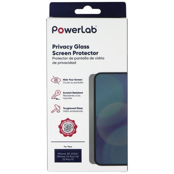 PowerLab Privacy Glass Screen Protector for iPhone 16e/14/14 Pro/13 Pro/13