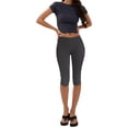 thumbnail image 1 of Coduop Women Knee Length Capri Leggings High Waist Stretchy Yoga Workout Exercise Skinny Pants, 1 of 2