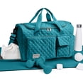 thumbnail image 3 of DAKIMOE Travel Duffle Bag for Women Men, Weekender Overnight Bags Carry on Gym Bag with Wet Pocket/Adjustable Strap/Shoe Compartment, Foldable Waterproof Duffel Tote for Plane Sports Dance, Blue, 3 of 10