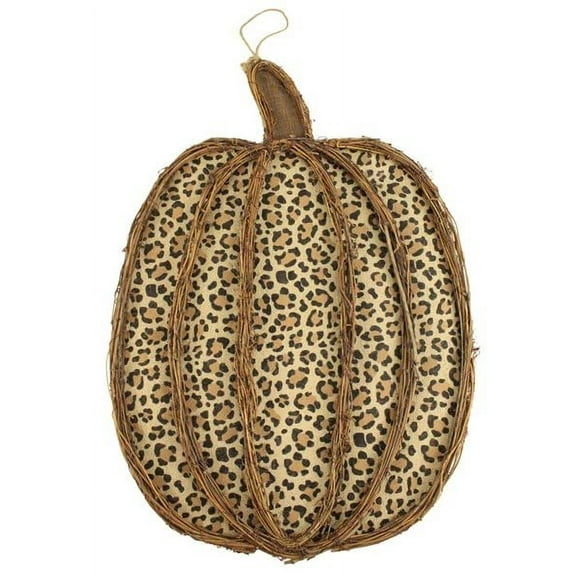Fall and thanksgiving Decor, 22.5"Hx16.5"L Leopard Print Vine/Fabric Pumpkin