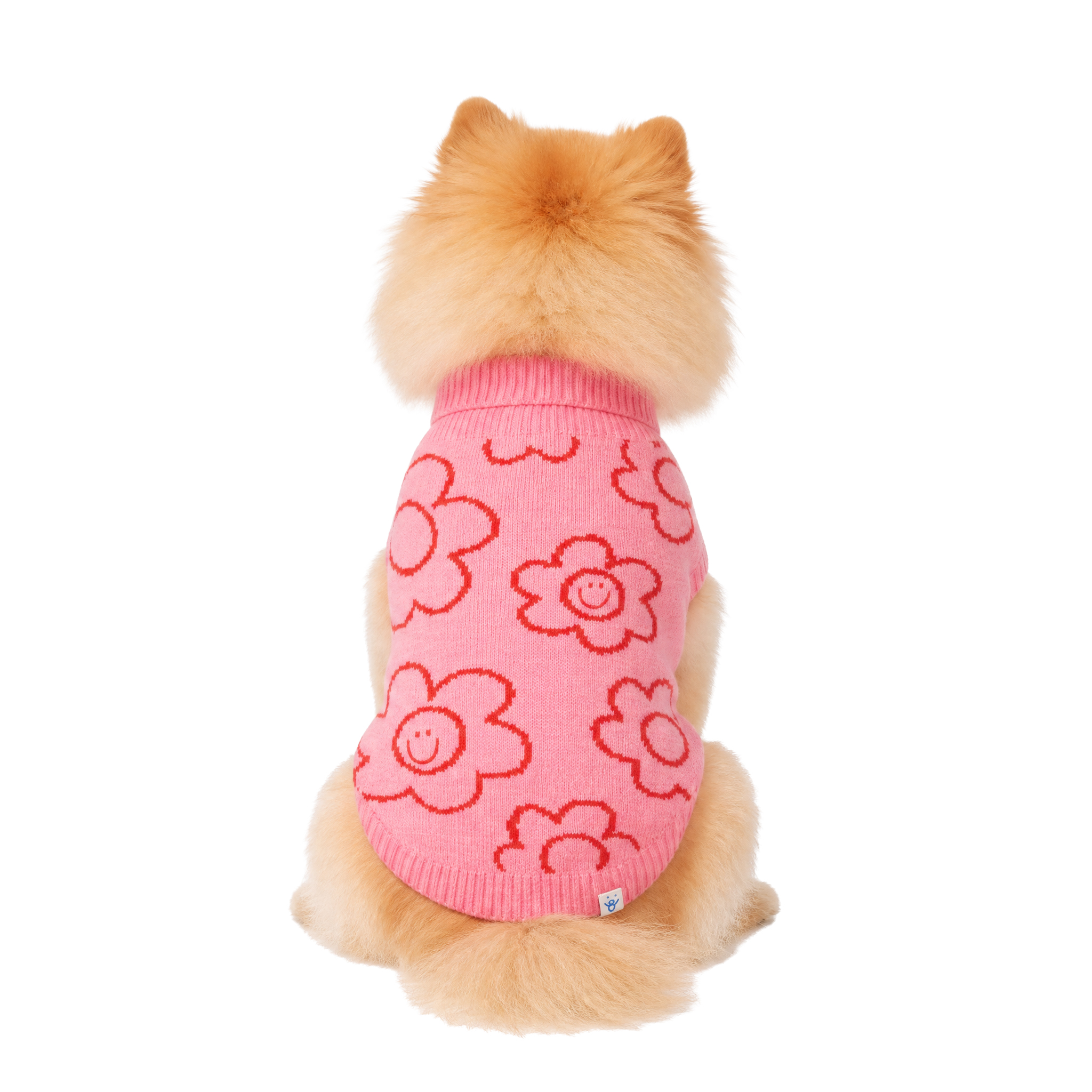 Oodles Smiling Daisies Fall Turtleneck Dog Sweater, Pink photo 4