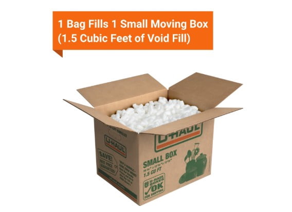 U-Haul Biodegradable Packing Peanuts for Moving, Packing, Storing, and Shipping - 1.5 cu ft Per Bag