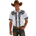 thumbnail image 2 of Mens Shirts Western Cowboy Print Short Sleeve Button Down Top Casual Camp Classic Comfortable Shirt for Men White XXXXXL, 2 of 4