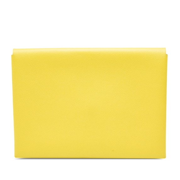 Pre-Owned Hermès Calvi GM Clutch Bag Yellow Epsom Leather Women's HERMES