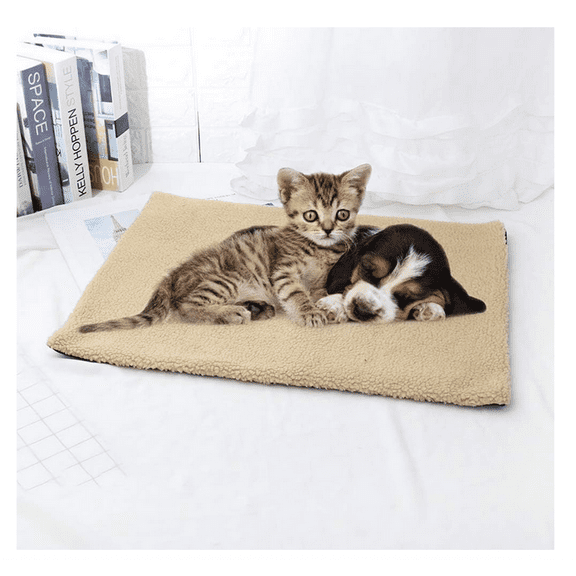 Home Self Warming Cats Bed Self Heating, Cats Dog Mat, Extra Warm Thermal Pet Pad for Indoor Outdoor Pet Pad Washable, with Heat Storage Aluminum Foil Lining Home Organization (Brown)