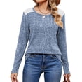 thumbnail image 3 of Camisas de Larga y Cuello Redondo para Mujer, Corte Holgado, Estilo Túnica Informal Elegante, Suéter, Ropa de Otoño e Invierno Azul XXL, 3 of 10