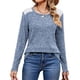 thumbnail image 3 of Camisas de Larga y Cuello Redondo para Mujer, Corte Holgado, Estilo Túnica Informal Elegante, Suéter, Ropa de Otoño e Invierno Azul XL, 3 of 10