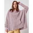 thumbnail image 4 of Sudadera con Capucha Extragrande para Mujer, Jersey con Mangas Murciélago y Cuello Redondo, Jersey con Diseño de Gofre Rosa Púrpura L, 4 of 9