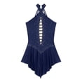thumbnail image 4 of HULIJA Women Sleeveless Ballet Leotard Rhinestone Figure Skating Dress Performance Dance Costume Navy Blue S, 4 of 6