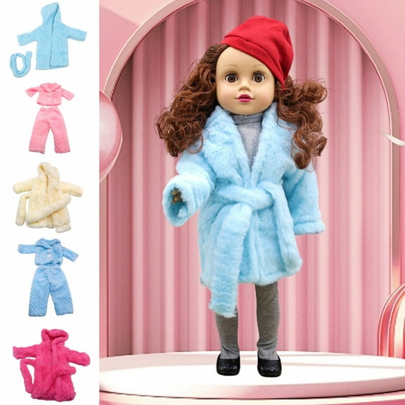 Oefntac Toys for Ages 5-7 18 Inch Winter Doll Velvet Vests Jacket Denim Jacket Three Piece Set Jumpsuit Reborn Doll Clothing Accessories