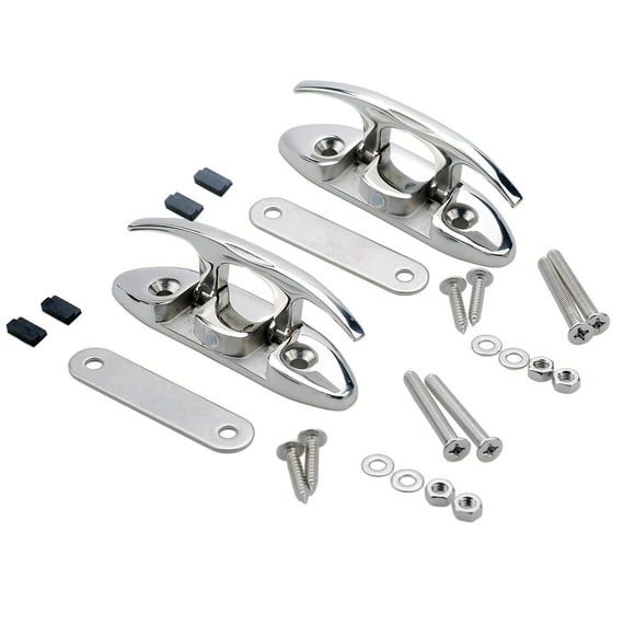 Thorn Folding Boat Cleat,Flip Up 4-1/2" Dock Cleat 316 Marine Grade Stainless Steel with Back Plate Pack of 2