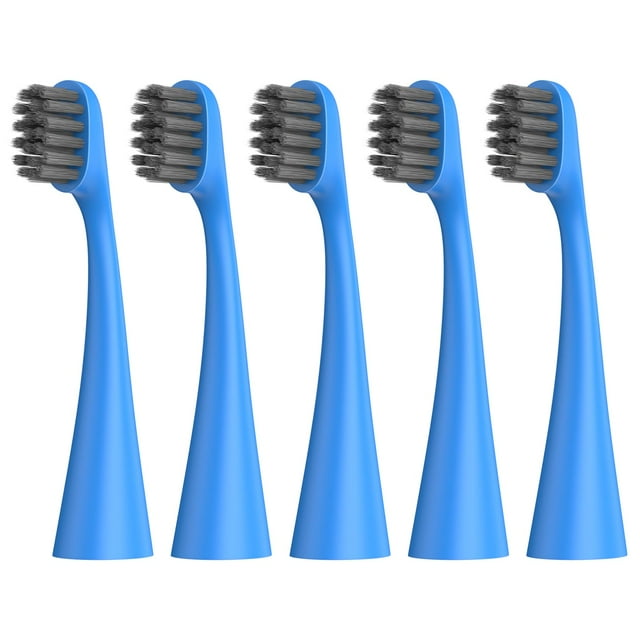 Replacement Toothbrush Heads Compatiable with Burst Kids Toothbrush Heads 5 Pack - Soft Charcoal Bristles for Deep Clean, Blue