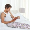 thumbnail image 4 of Uemuo Purple Rabbit Pattern Men's Wide Leg Palazzo Lounge Pants with Pockets Light Weight Loose Comfy Casual Pajama Pants-X-Large, 4 of 9