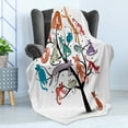 thumbnail image 4 of Cartoon Soft Flannel Fleece Throw Blanket, Cat Tree Various Kitties on the Branches Little Paws Childish Cheerful Art Work, Cozy Plush for Indoor and Outdoor Use, 50" x 70", Multicolor, by Ambesonne, 4 of 5