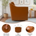 thumbnail image 5 of Swivel Accent Chair with Plump Back Pillow, PU Leather Swivel Armchair for Living Room, Comfy Vintage Barrel Chair for Adults(Leather Light Brown, Set of 2), 5 of 6