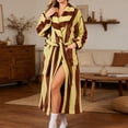 thumbnail image 5 of Women's Striped Plush Fleece Bathrobe - Thick Long Length Shawl Collar Robe with Belt and Pockets, Absorbent Cozy Lounge Wear for Winter, 5 of 7