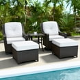 thumbnail image 2 of INTER HUT Stone Creek Patio Outdoor 5 Piece Wicker Conversation Swivel Chairs Set, Ottomans,Side Table, Beige Cushions, 2 of 9