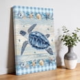 Blue Turtle Coastal Canvas Wall Art for Living Room, Summer Starfish ...