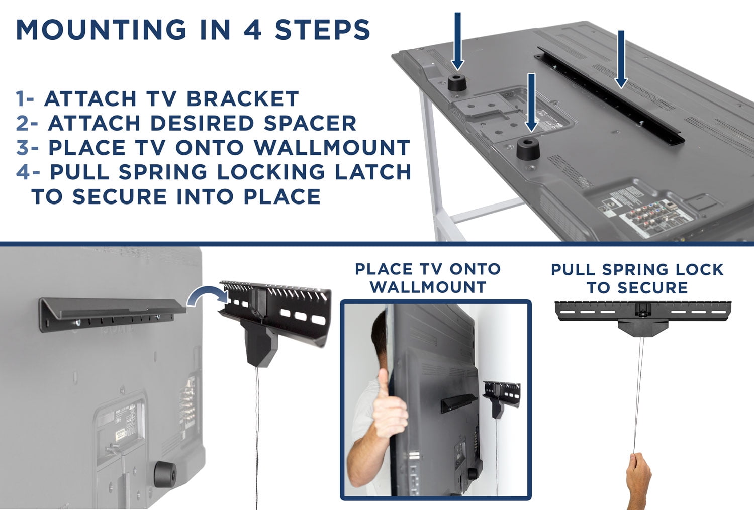Mount-It! No Stud Tilting TV Wall Mount, Fits 32"-80" TVs, Capacity 110 lbs.,  No Drilling Required, Install with Nails, Low Profile