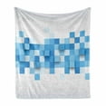 thumbnail image 1 of Abstract Soft Flannel Fleece Blanket, 3D Graphic Illustration Squares Pattern Modern Mosaic Geometric Design, Cozy Plush for Indoor and Outdoor Use, 50" x 60", Pale Blue Blue White, by Ambesonne, 1 of 6