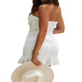 thumbnail image 2 of AMERTEER Femmes Été Courte Robe Moulante Couleur Unie Sans Manches hors Épaule Volant Ourlet Bustier Mini Robe Bleu S, 2 of 3