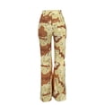 thumbnail image 6 of Qmyliery Women's Casual Trousers Camouflage Print Zip Button Design Patchwork Flared Straight Pants,Yellow/Green,S/M/L/XL/XXL, 6 of 9