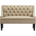 thumbnail image 4 of Modern Upholstered Settee  with Back and Wood Legs, Button Tufted Banquette Loveseat Sofa for Dining Room Living Room Entryway, 4 of 7