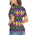 thumbnail image 3 of Honeii Mardi Gras4 Print Women's Classic V-Neck T-Shirt,Womens Fashion Tops,Stylish Everyday Top for Women, Casual Summer Spring Outfits Clothes-X-Large, 3 of 5
