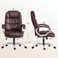 thumbnail image 3 of HYJY Office Chair High Back Computer Chair Ergonomic Desk Chair, PU Leather Adjustable Height Modern Executive Swivel Task Chair with Padded Armrests and Lumbar Support (Brown), 3 of 16