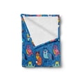 thumbnail image 2 of Forest Friends Soft Flannel Fleece Throw Blanket, Themed Cartoon Pattern with Ornamental Animals, Cozy Plush for Indoor and Outdoor Use, 50" x 60", Cobalt Blue Multicolor, by Ambesonne, 2 of 5