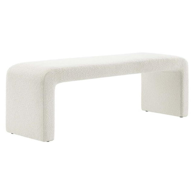 Modway Simba 60" Boucle Fabric Upholstered Waterfall Long Bench in Ivory
