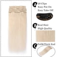 thumbnail image 2 of MY-LADY 8Pcs 18Clips Clip in Hair Extensions Human Hair for Women Double Weft Brazilian Remy Straight Human Hair Clip in Hairpiece 14inch #70 Bleach White, 2 of 8