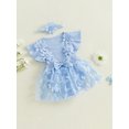 thumbnail image 3 of Nygoyerh Newborn Girls 2Pcs Summer Outfits Ruffle Sleeve 3D Flower Romper Tulle Dresses with Headband Baby Set Infant Infant Clothes 1M 3M 6M 9M 12M 18M, 3 of 7